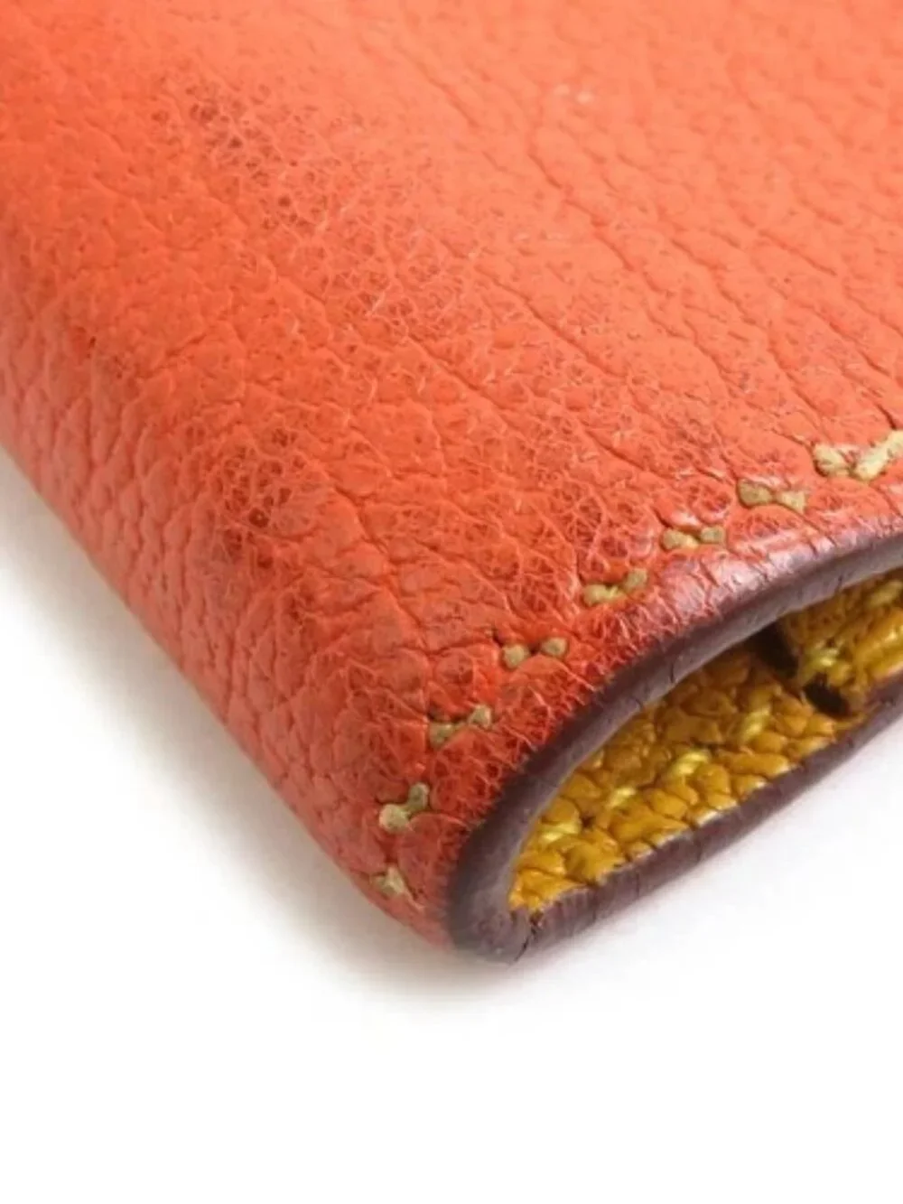Auth HERMES Agenda/Note Cover Orange/Yellow Leather - e60600a